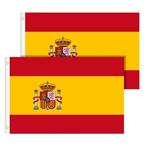 TIMESETL Bandera España Grande 2pcs Bandera de España, Resistente a la Intemperie, 90 x 150 cm