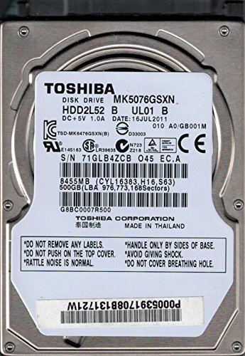 Toshiba mk5076gsxn hdd2l52 B ul01 B 500 GB F/W: A0/gb001 m Tailandia