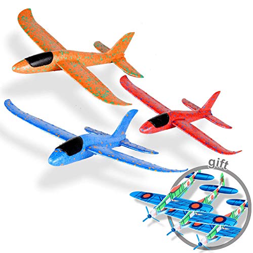 Ulikey 3 Pcs Planos de Espuma, Avión Planeador, Modelo de Avion Deportes al Aire Libre Volar Juguete, Favores de la Fiesta (Naranja, Azul, Rosa)