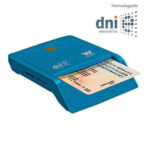 WOXTER Lector Dni Combo - Lector DNI electrónico, Compatible con Las Tarjetas Smart Cards o Tarjetas Inteligentes, con 3 Ranuras para Tarjetas, Color Azul