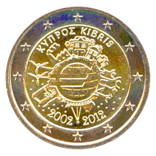 2 € Chipre 2012 Diez años de Billetes y Monedas en Euros