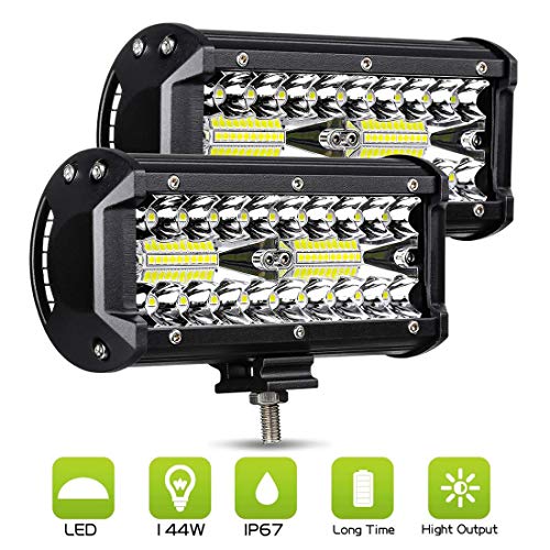 2pcs Foco Led Tractor, 7" 240W 24000LM Super Bright y Potentes Faros Trabajo Led Coches 6000K IP68 Impermeable de Faros Luz Adicionales Blanco Frío Para off-road,Camión