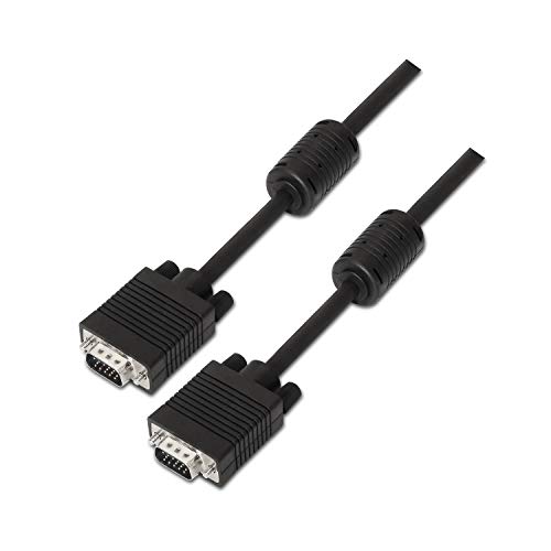 AISENS A113-0072 - Cable SVGA con ferrita (HDB15/Macho-HDB15/Macho, 3 m, para Monitor/televisor/proyector) Color Negro