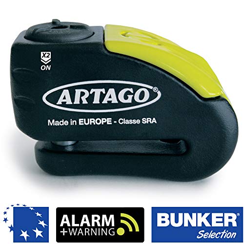 Artago 30X10 Candado antirrobo Moto Disco Alarma 120 db Warning pre-Alerta Alta Gama homologado Sra, Doble Cierre ø10 mm