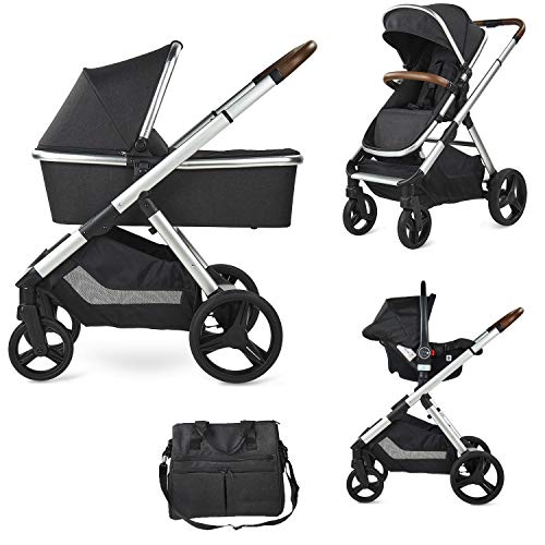 Babify One Plus - Cochecito de bebe 3 en 1 - Capazo, Silla, Grupo 0 Plus y Bolso Cambiador. (Gris)