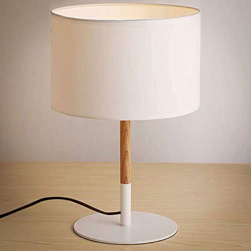BarcelonaLED Lámpara de mesa nórdica blanca con base de aluminio, cuerpo de madera y pantalla de tela, casquillo para bombilla LED E27 sobremesa escritorio salón mesita de noche BarcelonaLED Lámpara de mesa nórdica blanca con base de aluminio, cuerpo de madera y pantalla de tela, casquillo para bombilla LED E27 sobremesa escritorio salón mesita de noche