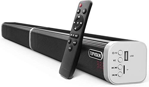 Barra de sonido TOPVISION 60W, dispositivo inalámbrico Bluetooth 5.0 Streamin, altavoces desmontables con subwoofer estéreo DSP bass audio para dispositivos de PC con TV Compatible con LWL / AUX / USB