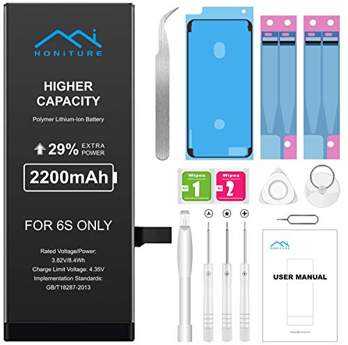 Batería iPhone 6s de Alta Capacidad 2200mAh, Recambio iPhone 6S Bateria y con Kits de Herramientas de Reparación, más 2 * Cintas Adhesiva 1 * Adhesivo de Pantalla e de Manual en español Batería iPhone 6s de Alta Capacidad 2200mAh, Recambio iPhone 6S Bateria y con Kits de Herramientas de Reparación, más 2 * Cintas Adhesiva 1 * Adhesivo de Pantalla e de Manual en español