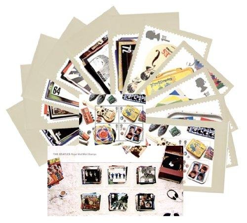 Beatles caja de 2007 unidades Inc de presentación. Verde menta miniatura de lámina de sellos y juego de Royal Mail juego de tarjetas con PHQ 11