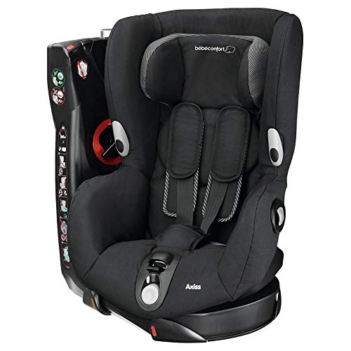 Bébé Confort Axiss Silla infantil giratoria para coche del grupo 1, ajuste extraseguro, reclinable, 9 meses - 4 años, 9 - 18 kg, negro (Black Raven)