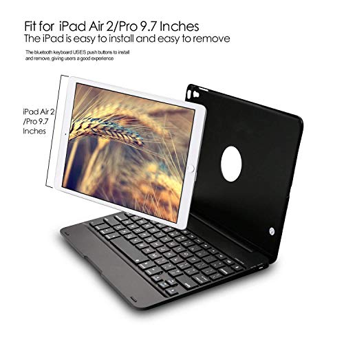Beini - Funda con Teclado Bluetooth para iPad de 9,7 Pulgadas, iPad Air 2, iPad Mini 4, Ultrafina, portátil, magnética, con Encendido y Apagado automático, Teclado inalámbrico para iPad