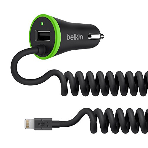 Belkin Boosy Up - Cargador para Coche Universal con Cable Lightning Integrado para iPhone (Compatible con iPhone 11, 11 Pro/Pro Max, XS, XS Max, XR, X, 8, 8 Plus)