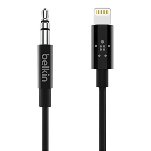 Belkin - Cable de audio de 3.5 mm con conector Lightning (cable de Lightning a auxiliar para iPhone 11, 11 Pro, 11 Pro Max, XS, XS Max, XR, X, SE, 8/8 Plus, certificación MFi, 90 cm), negro