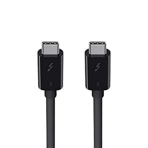 Belkin - Cable Thunderbolt 3 de 100 W, Cable de USB-C a USB-C, 0.8 m de Largo, Color Negro
