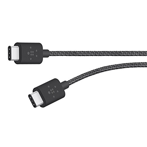 Belkin F2CU041bt06-BLK - Cable Premium de USB-C a USB-C de Carga y sincronización (para Smartphones y tabletas, 1.8 m, Compatible con Samsung Galaxy S9/S9+ y iPad Pro) Negro metálico
