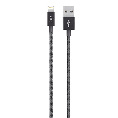 Belkin MIXIT - Cable metálico de Lightning a USB con certificación MFi para iPhone  11, 11 Pro, 11 Pro Max, XS, XS Max, XR, X, 8/8 plus y otros (1,2 metros), negro