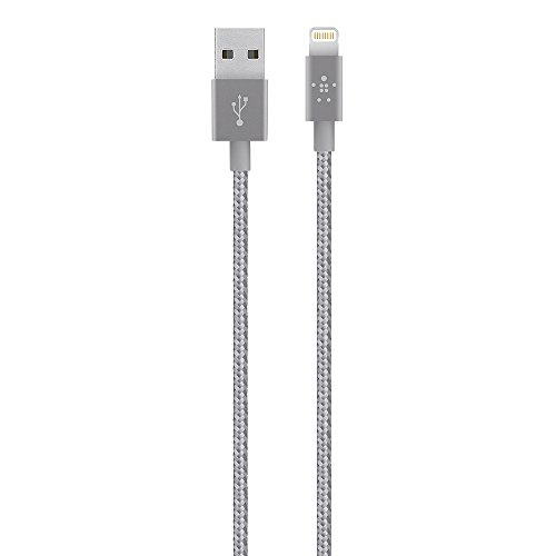 Belkin MIXIT - Cable metálico de Lightning a USB con certificación MFi para iPhone  11, 11 Pro, 11 Pro Max, XS, XS MAX, XR, X, 8/8 Plus y Otros (1,2 Metros), Gris