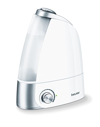 Beurer LB44 - Humidificador de aire ultrasónico higiénico e inodoro, humidificación por vaporización de agua, depósito 2.8 litros extráible, 20 W, alcance 25 m², color blanco y plata