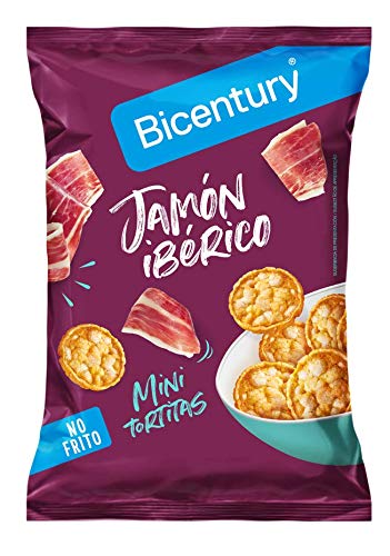 Bicentury - Mini tortitas de Maíz - Producto de Aperitivo con Sabor a Jamón Ibérico - 70 g