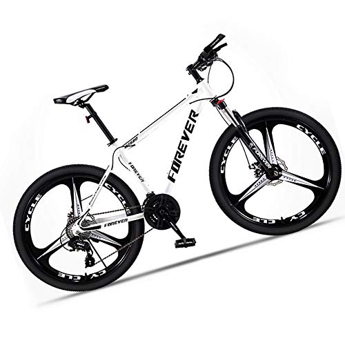 Bicicleta montaña Adulto Hombre de Acero de Alto Carbono Velocidad Bici Descenso MTB con suspensión Delante y Freno de Disco mecánico,Blanco,21 Speed 26 Inch Bicicleta montaña Adulto Hombre de Acero de Alto Carbono Velocidad Bici Descenso MTB con suspensión Delante y Freno de Disco mecánico,Blanco,21 Speed 26 Inch