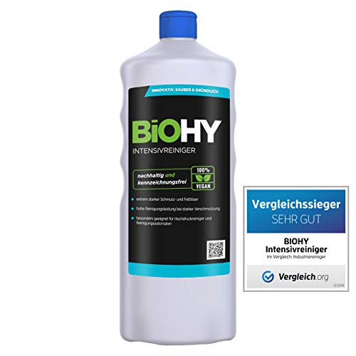 BIOHY Limpiador intensivo (1 Botella de 1 litro) | Limpiador Industrial de Alto Rendimiento | Limpiador básico Ideal para limpiadores de Alta presión (Intensivreiniger)