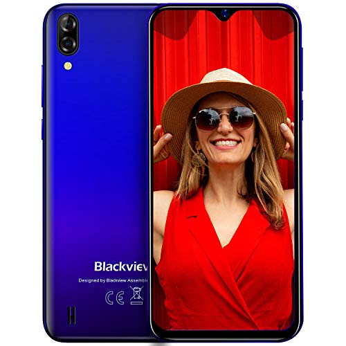 Blackview A60 Teléfono Móvil 16GB ROM (128GB SD), Pantalla 6.1" (19.2:9) Water-Drop Screen Movil, 13MP+2MP+5MP, 4080mAh Batería, Android 8.1 Smartphone Libre Dual SIM, GPS/WiFi/Hotspot-Azul