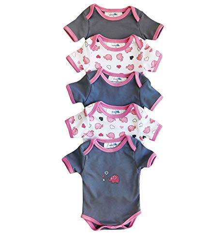 Body para bebé Slumbersac de manga corta Pink Elephant, Pack de 5 Talla: 68cm/3-6 Meses