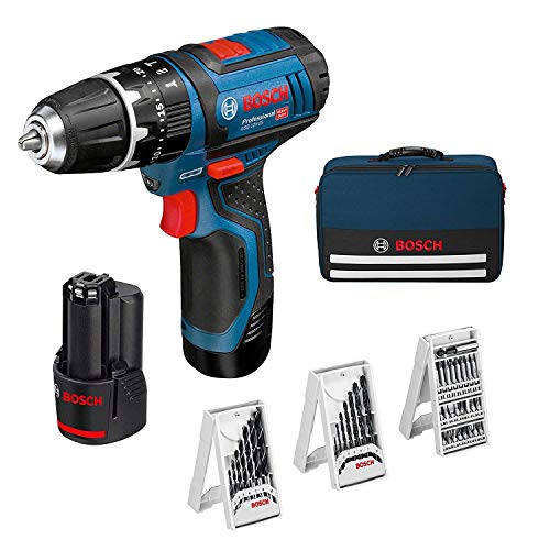 Bosch Professional GSB 12V-15 Taladro percutor, 2 baterías x 2.0 Ah, 39 Accesorios, en maletín, Edición Amazon, 36 W, 12 V, Azul Bosch Professional GSB 12V-15 Taladro percutor, 2 baterías x 2.0 Ah, 39 Accesorios, en maletín, Edición Amazon, 36 W, 12 V, Azul
