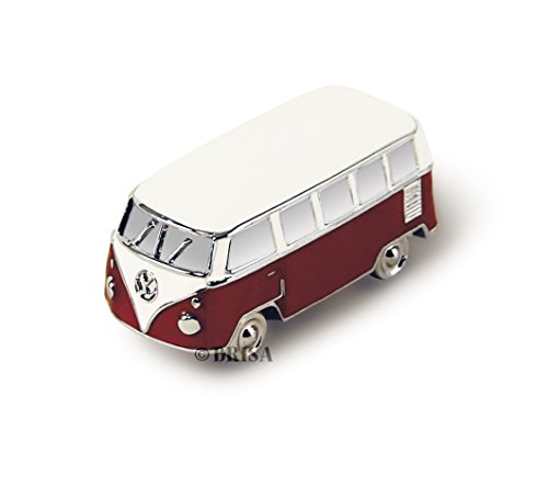 Brisa VW Collection - Volkswagen Furgoneta Hippie Bus T1 Van Mini Modelo en Caja de Regalo, Pisapapeles, Iman para Tablón de anuncios, Decoración Magnética para Nevera como Regalo/Souvenir (Rojo)