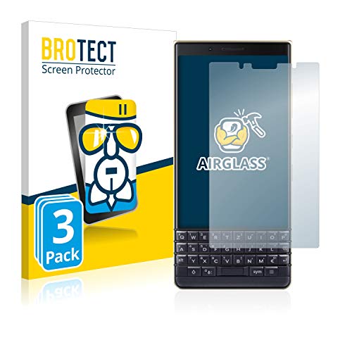 BROTECT Protector Pantalla Cristal Compatible con Blackberry Key2 LE Protector Pantalla Vidrio (3 Unidades) Dureza 9H AirGlass