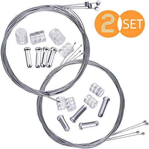 Cable Freno Bicicleta, Universal Cable Cambio Bicicleta Montaña 2m con Terminales y Donuts, 2 Set Cables Cambio MTB y Cables de Freno Bicicleta para Montaña Cable Freno Bicicleta, Universal Cable Cambio Bicicleta Montaña 2m con Terminales y Donuts, 2 Set Cables Cambio MTB y Cables de Freno Bicicleta para Montaña