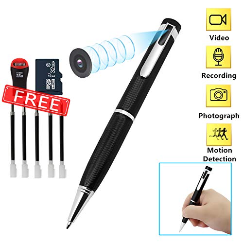 Cámaras Espía Pen, Amyway Cámara Oculta 1080P HD Mini cámara portátil de Bolsillo Cámara Oculta Cámara grabadora de Audio y Video para Negocios y conferencias con detección de Movimiento