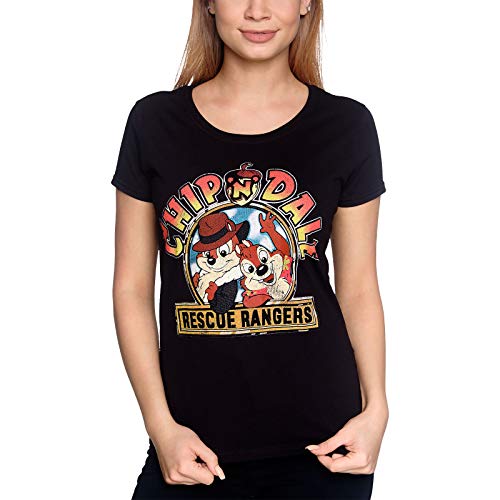 Camiseta Chip y Chap Disney para Damas Rescue Rangers Loose Fit Cotton Black - XL