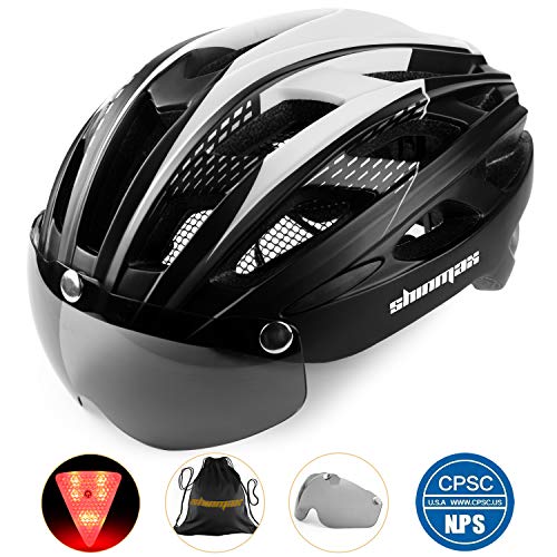 Casco bicicleta/Casco Bicic con luz,Certificado CE, casco bicicleta adulto con Visera Magnética Desmontable Gafas de Protección Super Light Casco Integral de Bicicleta Skateboarding Ski & Snowboard