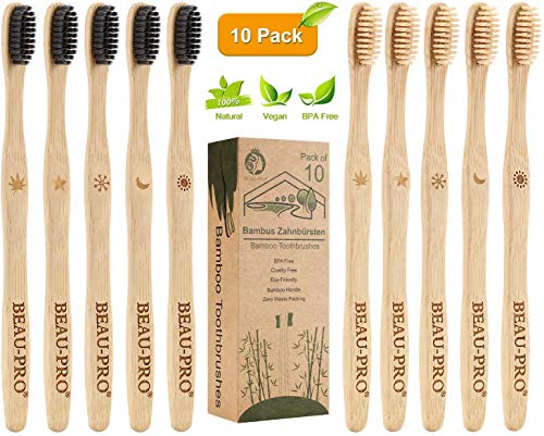 Cepillo Dientes Bambu, Paquete de 10 Cepillos de Dientes, 5 cepillo de carbón bambú y 5 cepillo de fibra bambú, 100% Libre de BPA, Cepillos de Dientes Naturales y Veganos para Una Mejor Limpieza Cepillo Dientes Bambu, Paquete de 10 Cepillos de Dientes, 5 cepillo de carbón bambú y 5 cepillo de fibra bambú, 100% Libre de BPA, Cepillos de Dientes Naturales y Veganos para Una Mejor Limpieza