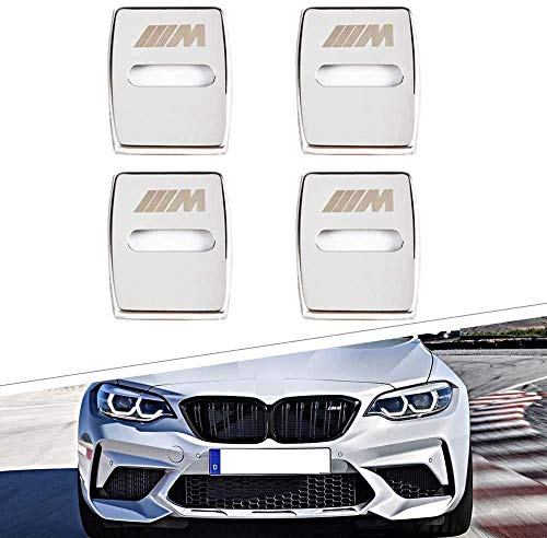 Cierre de la tapa 4 piezas en acero inoxidable puerta del coche para BMW 3 4 5 7 GT de la Serie X1 X3 X4, coche cierre de la hebilla de protector de borde anti-corrosión accesorios decorativos,Plata