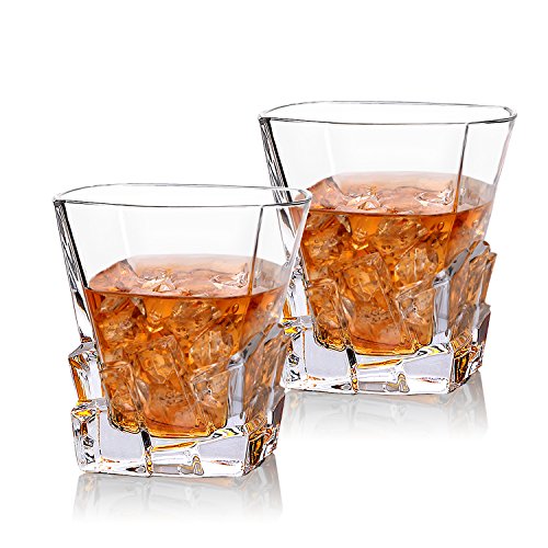 Cooko Iceberg Vasos de Whisky, Vasos de Beber Transparentes, Accesorios de Vino Para Whisky,Cocktail,Bourbon,Juice,300ML set de 2 (10.6 oz)