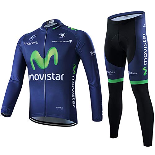 CYCPACK Primavera Azul Profundo Ciclo Jersey Manga Larga para Hombre - Transpirable Secado Rápido Juego De Bicicleta Jersey Al Aire Libre, Las Carreras De Montaña Carretera Traje De Ropa Bici MTB,XL