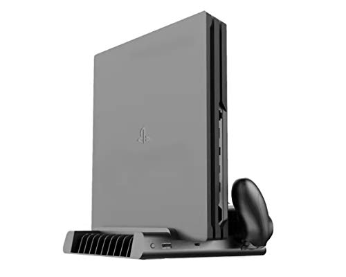 ElecGear Playstation 4 Refrigeración Soporte Vertical con Ventiladores, Estación de Carga de Mandos Charger Cargador con 10x Juego Stand para DualShock 4 Controller y PS4, PS4 Slim, PS4 Pro