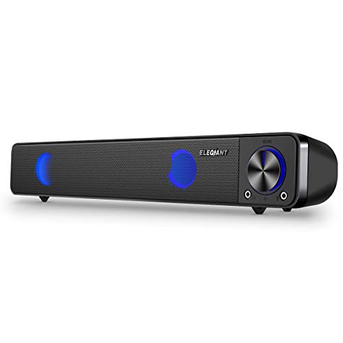 ELEGIANT Altavoz PC, Mini Barra de Sonido de Cable USB Portátil para Música con LED RGB con Dual Altavoz de Alto Rendimiento para Ordenador Walkmen para Fiesta