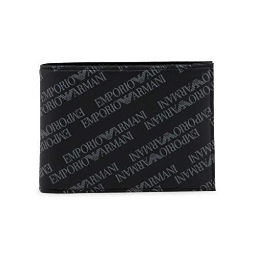 Emporio Armani cartera billetera bifold de hombre en piel nuevo negro