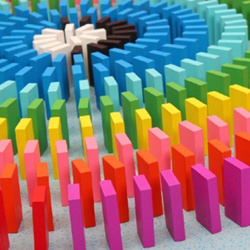 Eshowy 120pcs Colourful Wooden Dominos Blocks Set, Kids Game Educational Play Toy