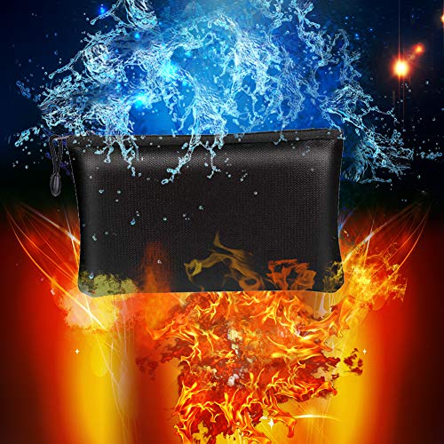 Fireproof Bag, A4 Bolsa de documentos a prueba de fuego de fibra de vidrio Bolsa de Caja Caja de almacenamiento grande para dinero, fotos, joyas, billetes de pasaporte (negro, 13.2"× 10")