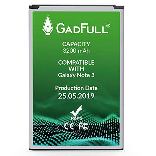GadFull Batería de reemplazo para Samsung Galaxy Note 3 | 2019 Fecha de producción | Corresponde al Original EB-B800BE | Compatible con GT-N9000 | GT-N9005 | GT-N9006 | GT-N9009