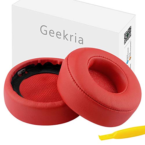Geekria - Almohadillas de repuesto para auriculares Beats Mixr 2, pieza de repuesto (color rojo)