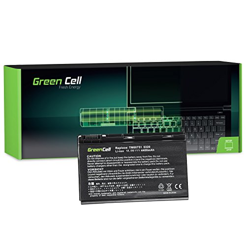 Green Cell® Standard Serie GRAPE32 Batería para Acer Extensa 5100 5210 5220 5230 5230E 5320 5420 5610 5620 5620G 5620Z 5630 5630EZ 5630G 5630Z 7220 7620 Ordenador (6 Celdas 4400mAh 11.1V Negro)