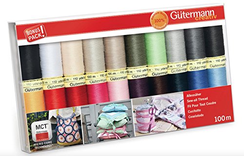Gutermann Juego de rosca: 100 m, 20 unidades, Popular Básico Gutermann Juego de rosca: 100 m, 20 unidades, Popular Básico