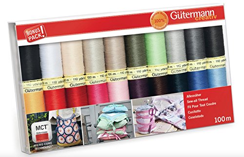 Gutermann Juego de rosca: 100 m, 20 unidades, Popular Básico