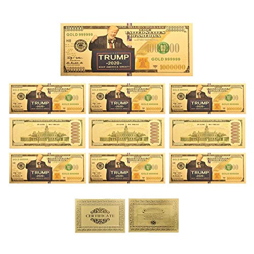 HENGTONGTONGXUN 2020 Tarjeta de Mayor US Trump de colección Colorida de Oro del Billete de Banco de Papel de Copia Dinero con Certificado de Regalos y la colección Fácil de Usar (Color : 10 pcs)