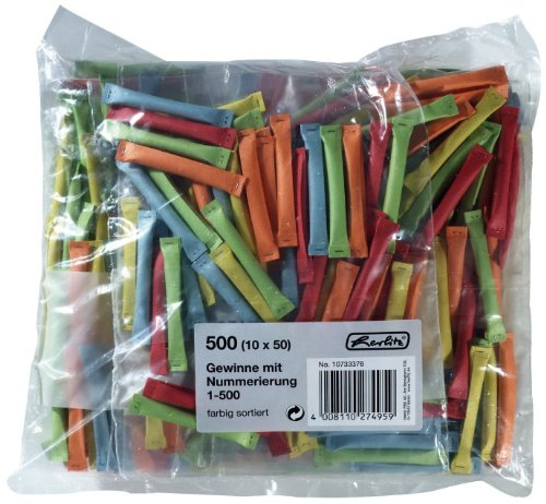 Herlitz 10733376 - Papeles para rifas numerados del 1 al 500, Multi, Color